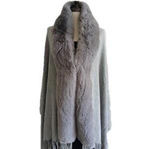 LA FIORENTINA Faux Fur Trim Wrap with Embellishments